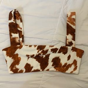 NEW WeWoreWhat Cowhide Active Bandeau Bra Top